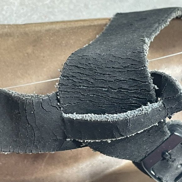 Birkenstock Gizeh Betula Black Leather Nubuck Thong Sandals Womens Sz 37 US 6 - Picture 9 of 10